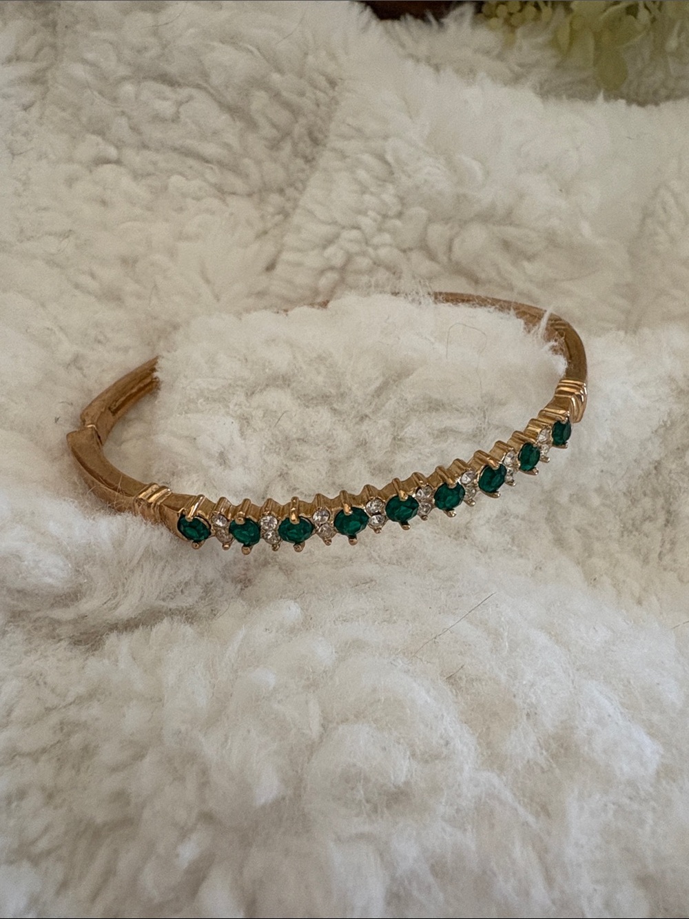 Gold-Tone Bracelet with Small Green Stones